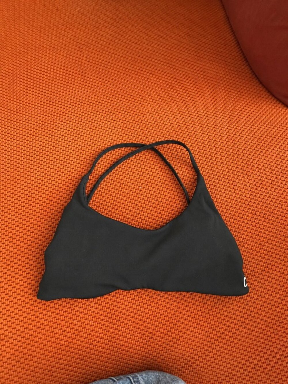 CSB Beis Black Strappy Sports Bra Top S